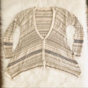 Free People Beige and Gray Cardigan Sweater